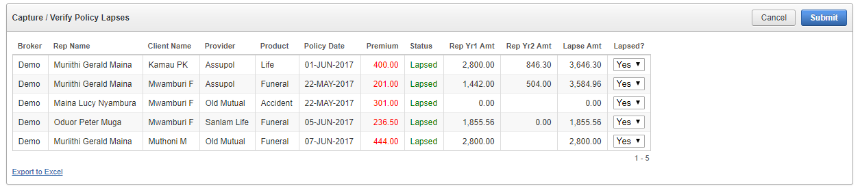 Automatically Calculate Policy Lapses
